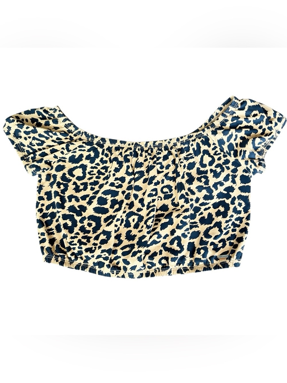 Y2K Leopard/Cheetah Off Shoulder Crop Top Mob Wife Animal Print Downtown Sz S
